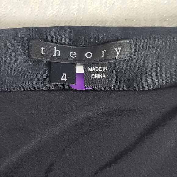 Theory Sharin black silk one shoulder dress women's Size 4 Quiet Luxury matrix - Picture 7 of 10